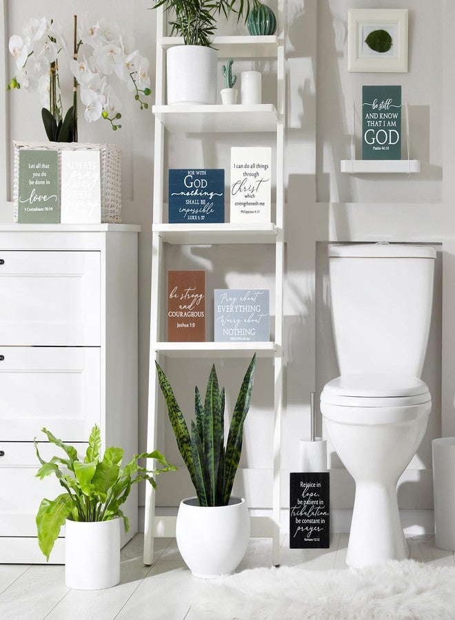 Yousoontic 9 Pcs Small Christian Desk Wall Decor Bulk Mini Wooden Inspirational Bible Verse Quotes Aesthetic Table Decor for Christmas Sunday School Teacher Church Office Desk Home - Image 5